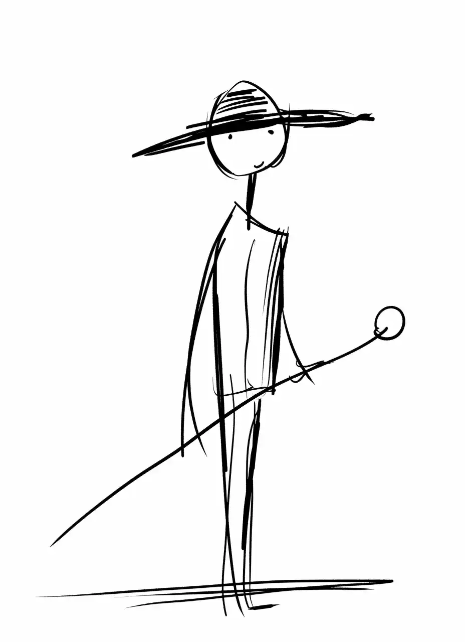 Cartoon Fisherman Portrait Midjourney提示词