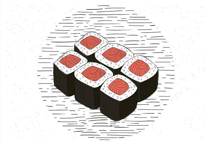 免费手绘矢量寿司插画