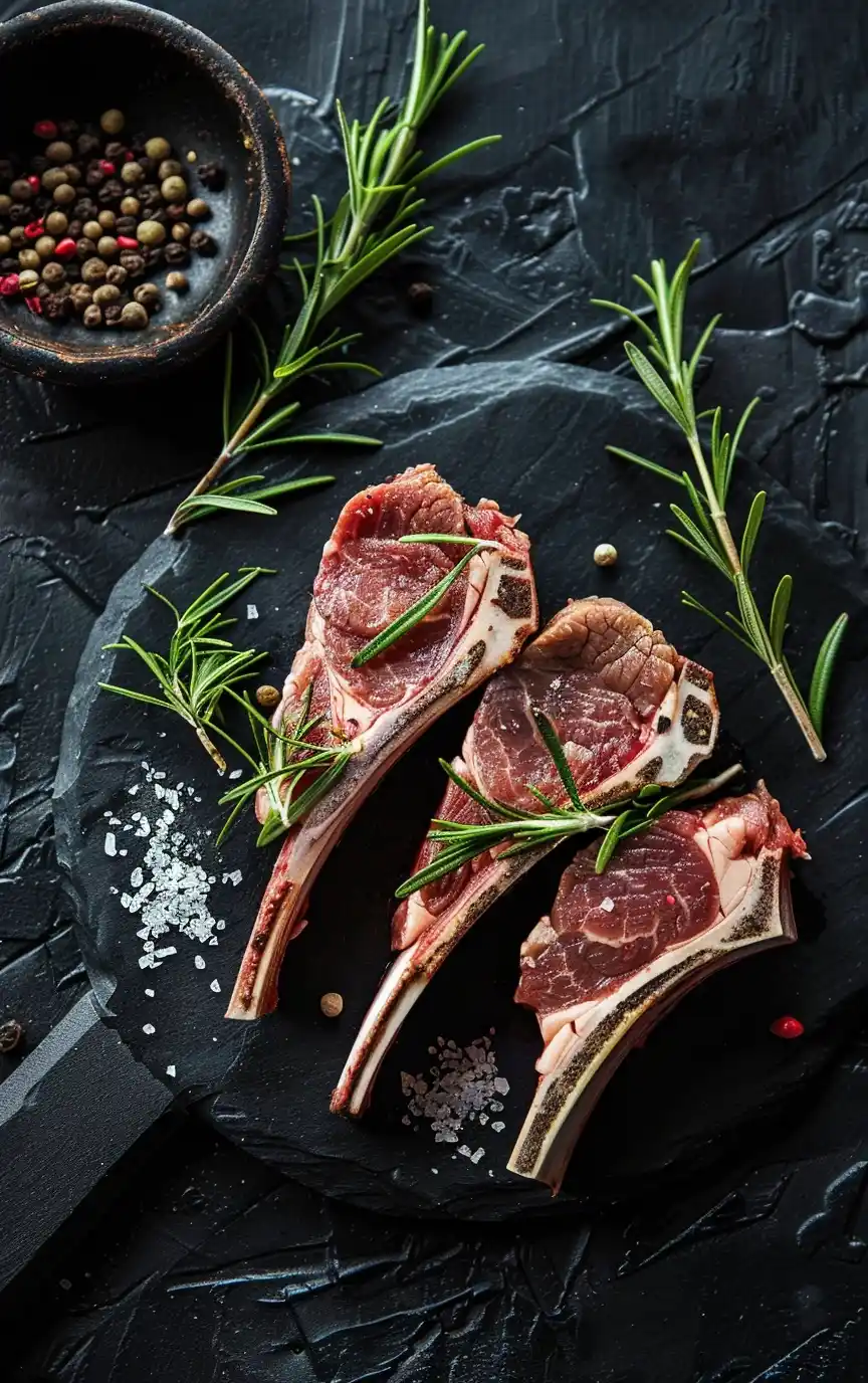 Marbled Lamb Cutlet Raw Delight Midjourney提示词