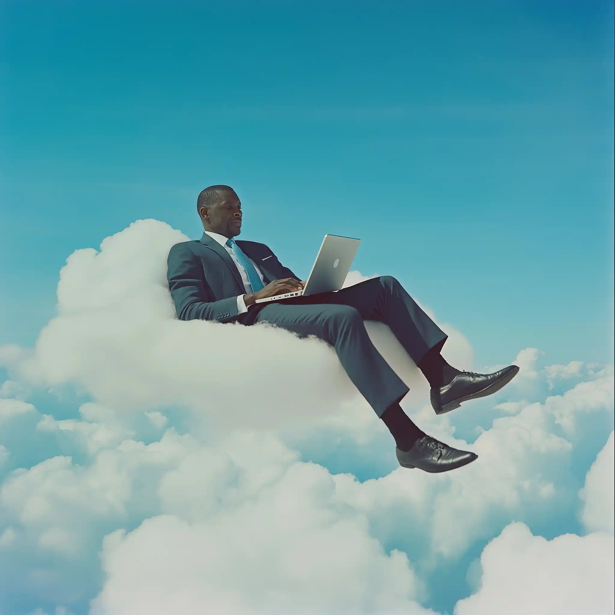 Floating Businessman in Clouds Midjourney提示词