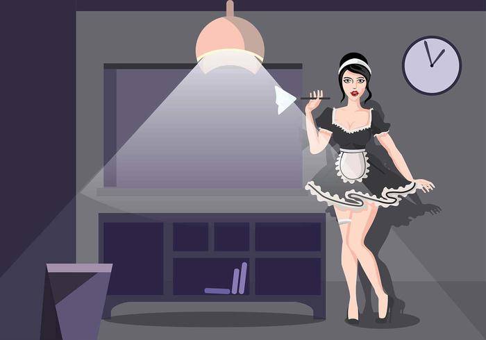 法国女佣夜间表矢量