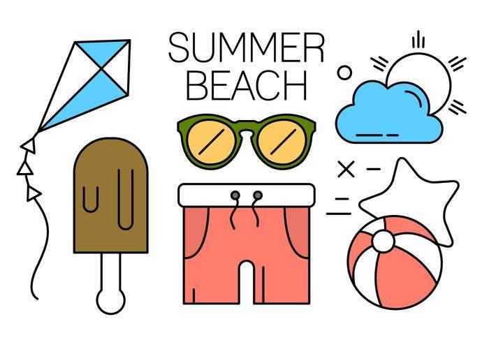 最小设计的夏季海滩图标