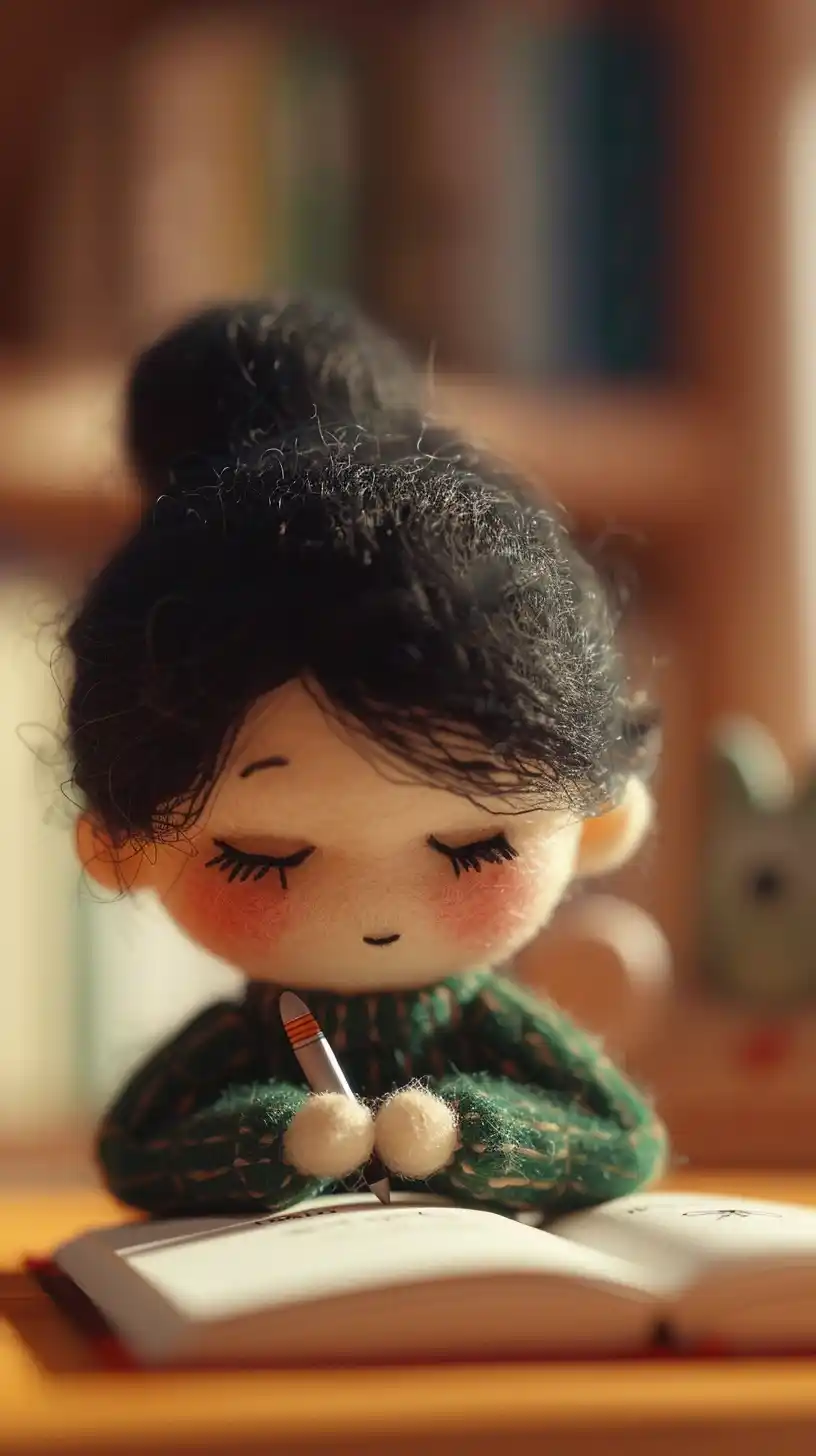 Wool Felt Schoolgirl Study Midjourney提示词