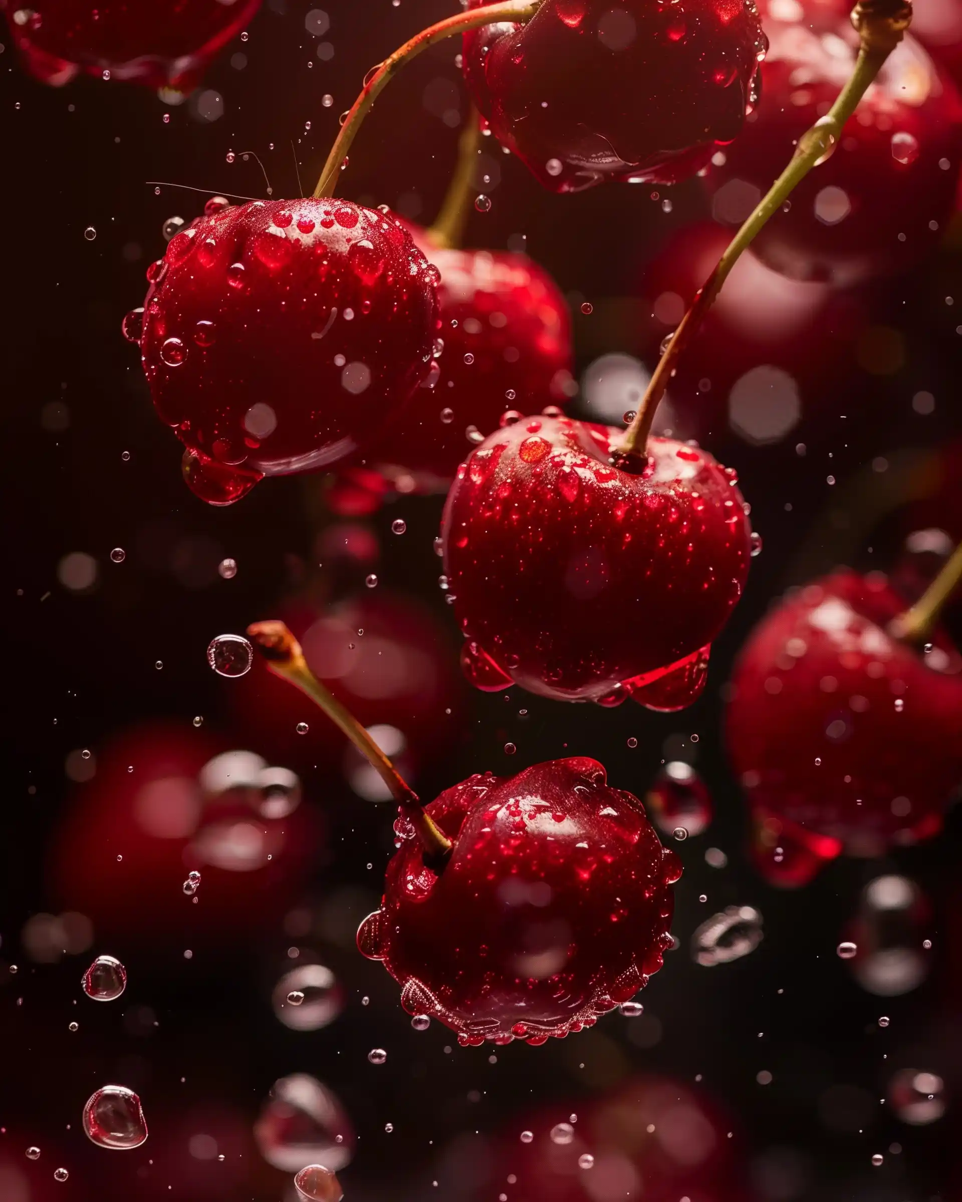 Dynamic Cherry Splash Photography Midjourney 提示词生成效果