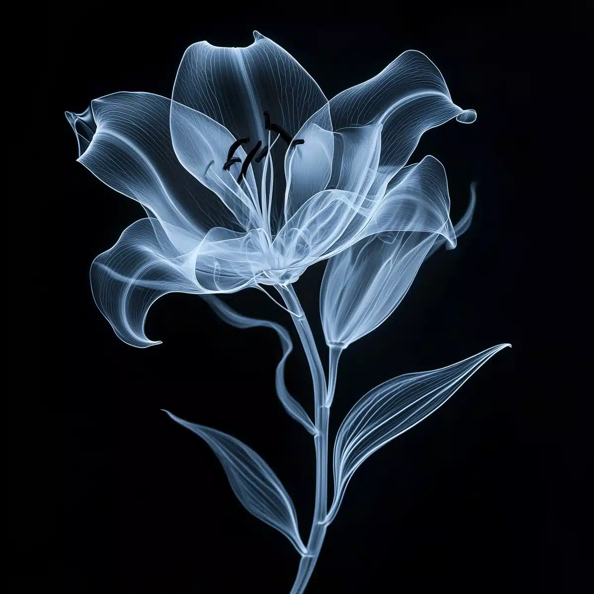 X-Ray Lily on Black Midjourney提示词
