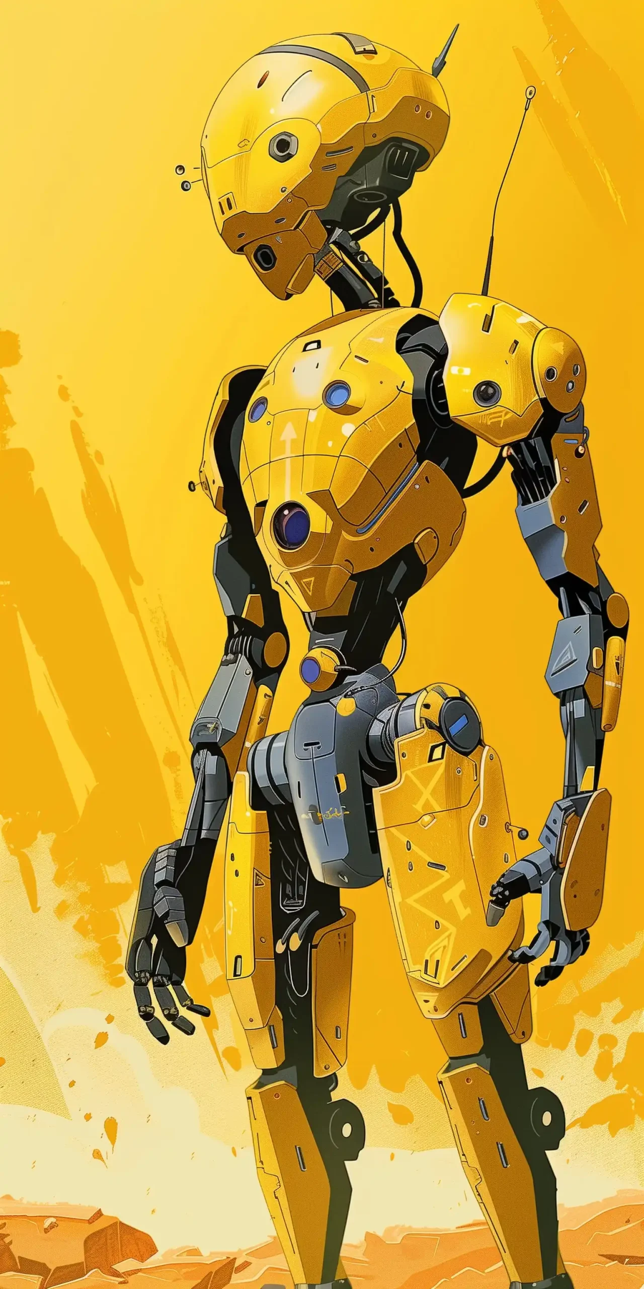 Yellow Tactical Robot Midjourney提示词