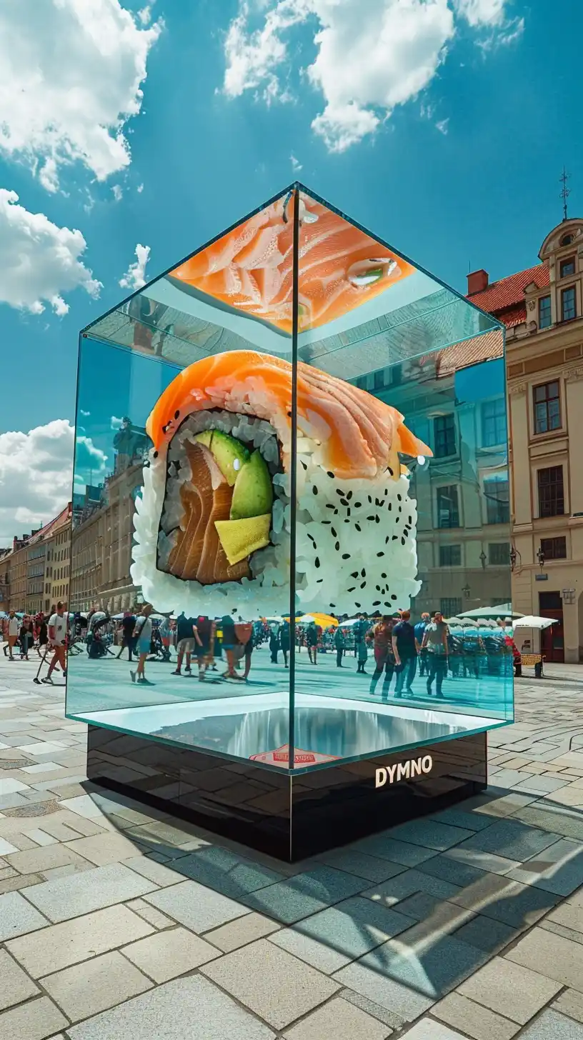 Glass Cube Sushi Installation Midjourney提示词