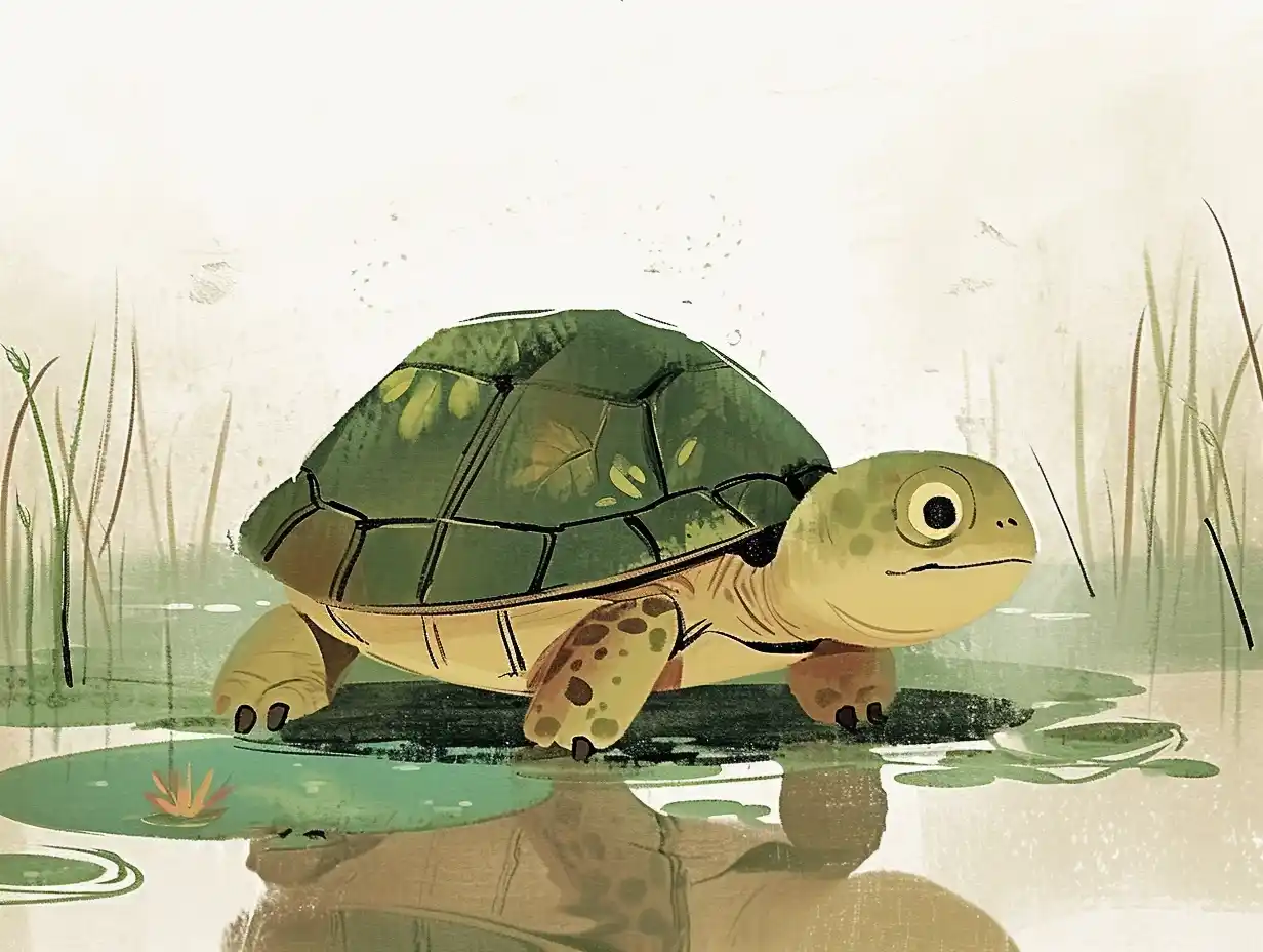 Cozy Pond Turtle Midjourney提示词