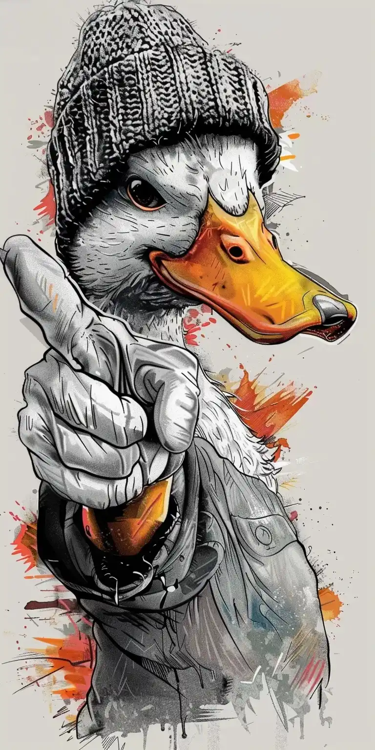 Duck Middle Finger Clipart Midjourney提示词