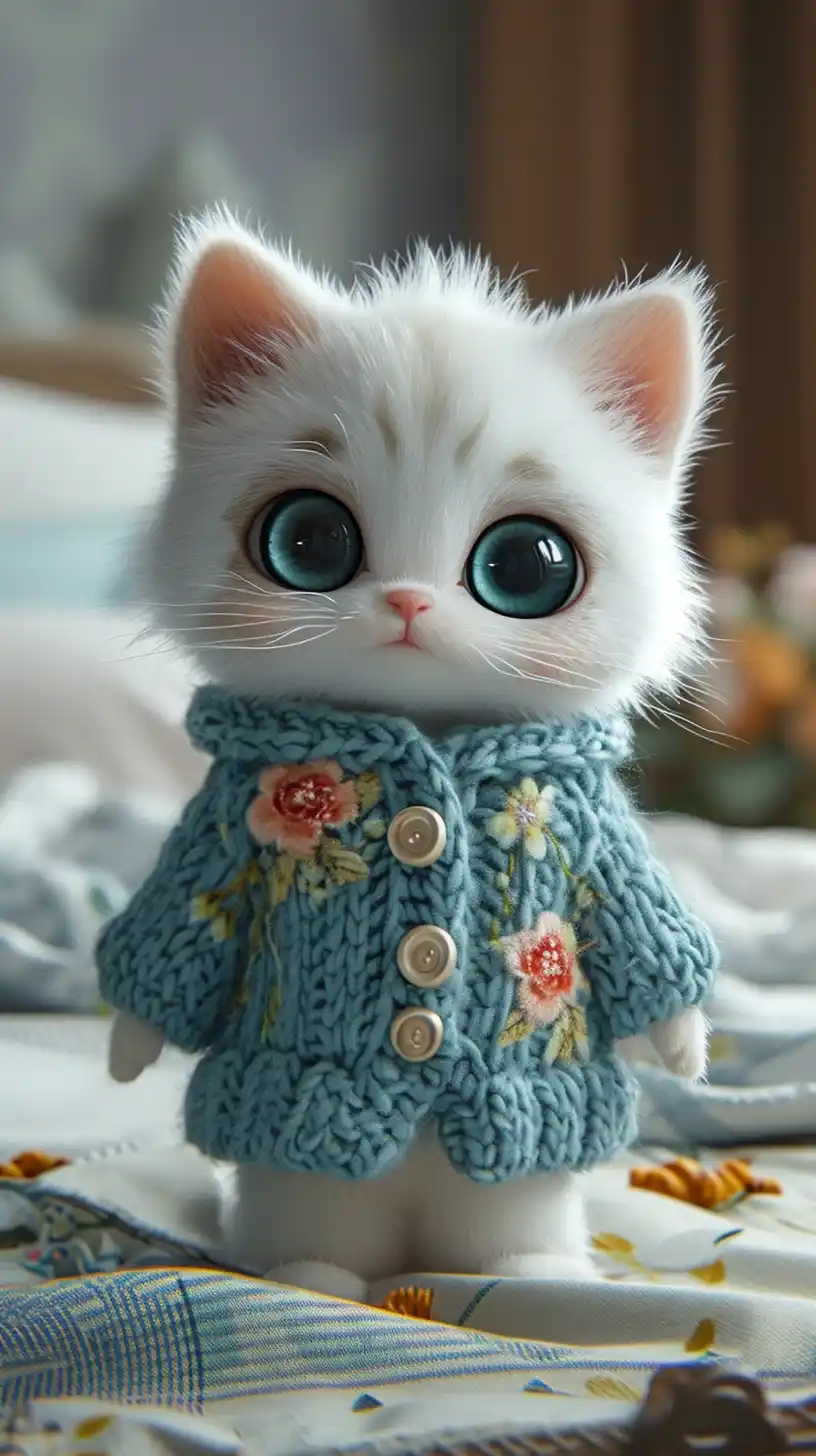 Realistic Cute Kitten Midjourney提示词