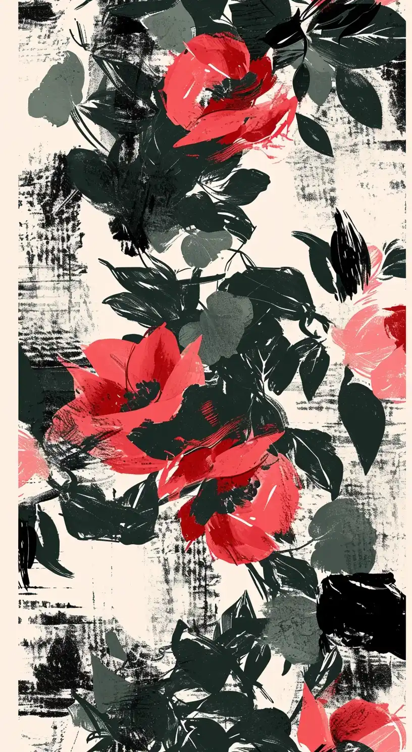 Bold Brushstrokes Abstract Floral Midjourney提示词