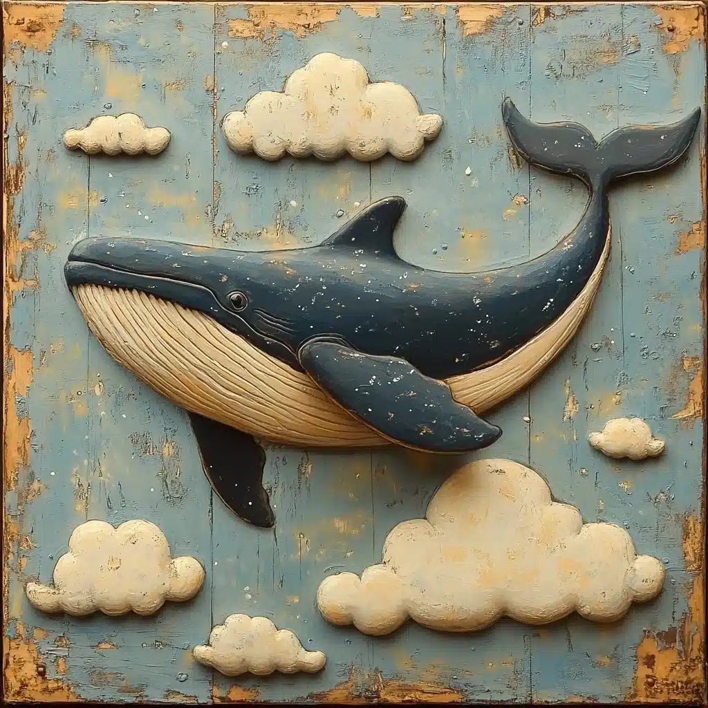 Q Version Whale in Clouds Midjourney提示词