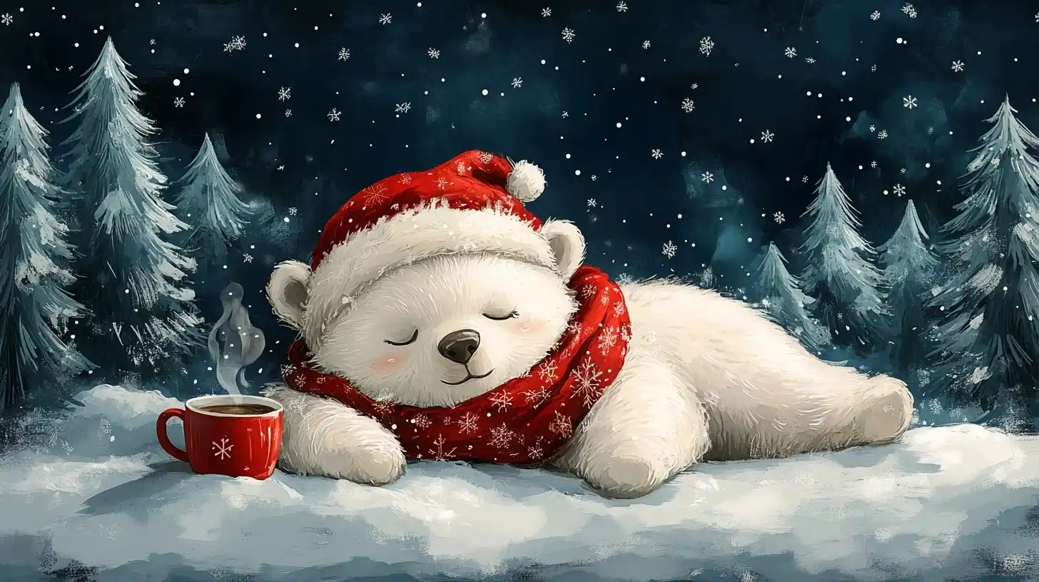 Cartoon Bear in Snow Midjourney提示词