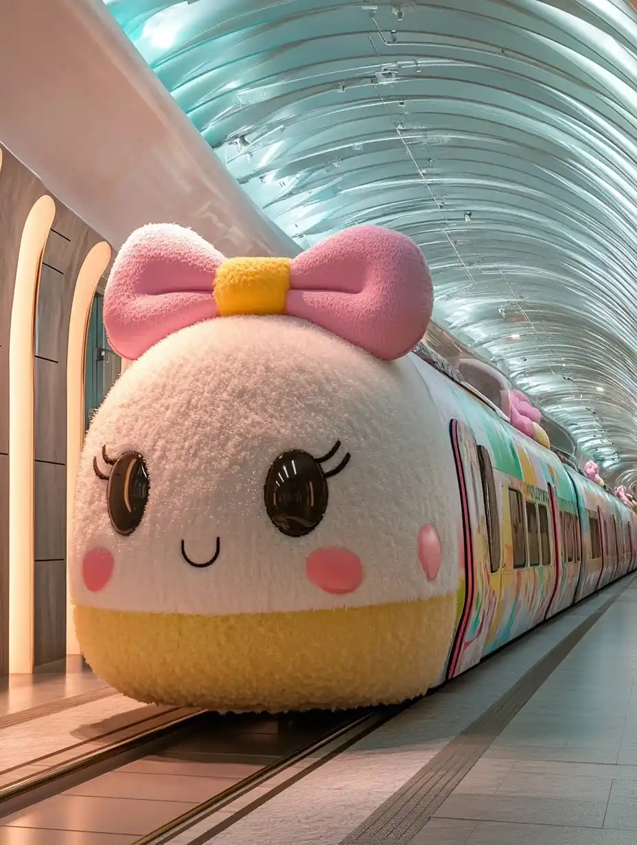 Plush Cartoon Train Design Midjourney提示词