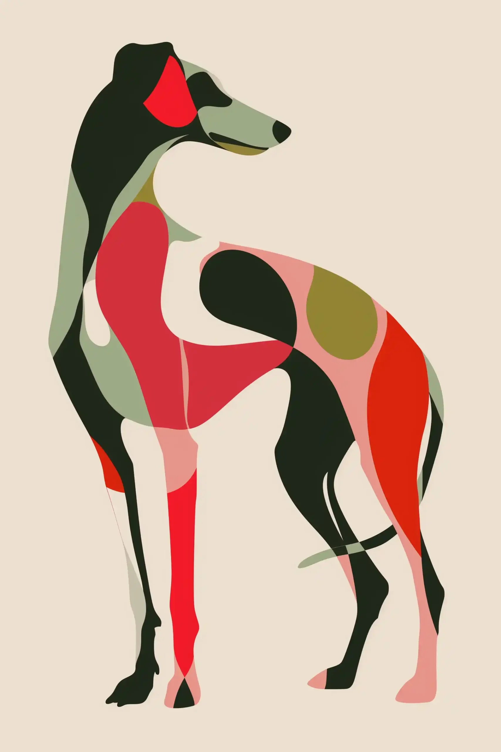 Mid-Century Italian Greyhound Woodcut Midjourney提示词
