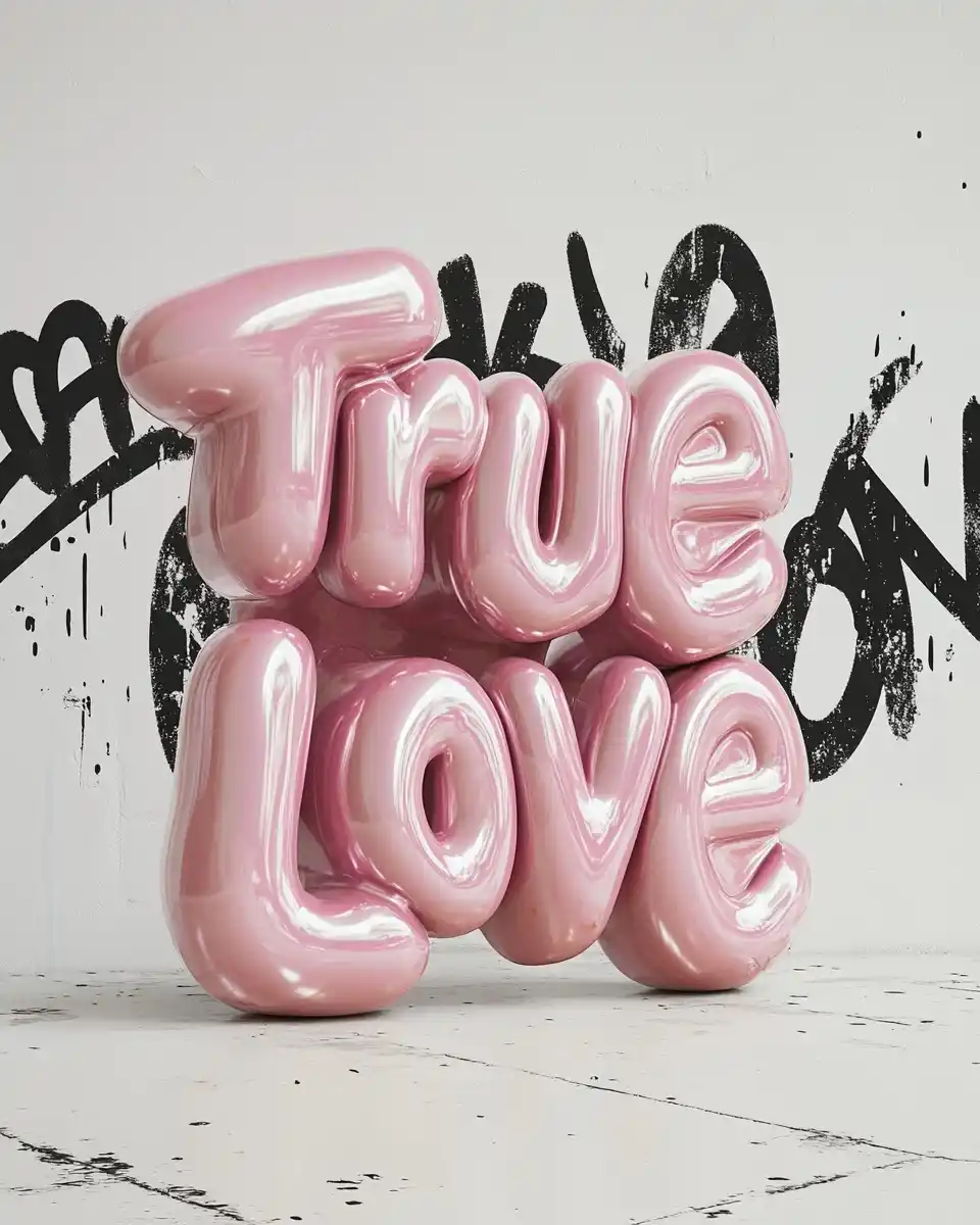 3D Pink Blob Letters Midjourney提示词