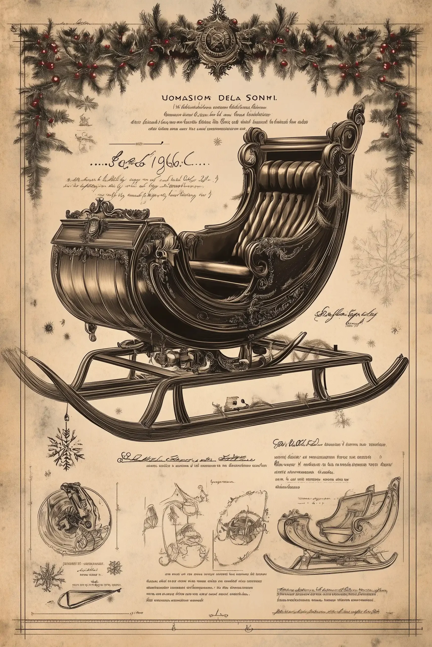 Vintage Sleigh Sales Flyer Midjourney提示词