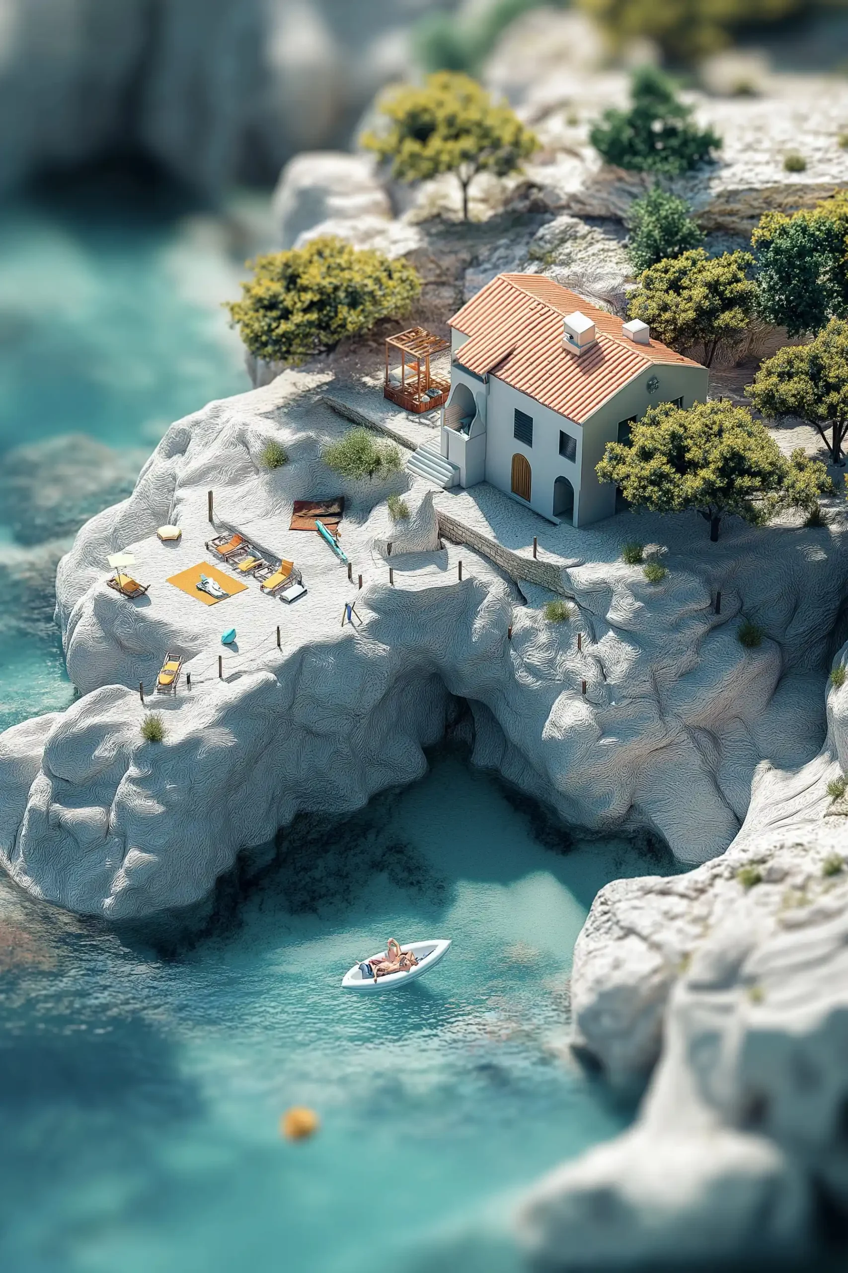 Minimalistic 3D Summer Beach Midjourney提示词