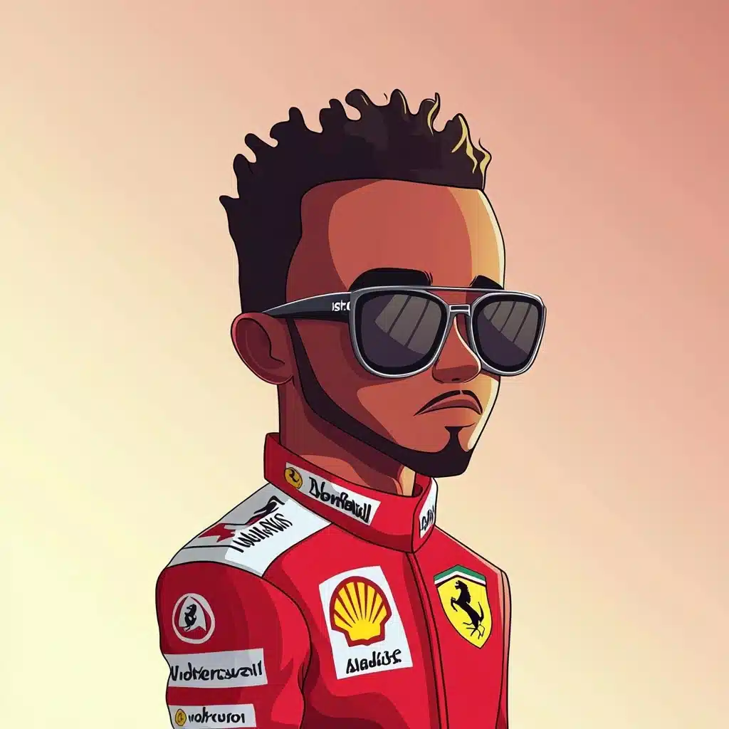 Cartoon Lewis Hamilton Portrait Midjourney提示词