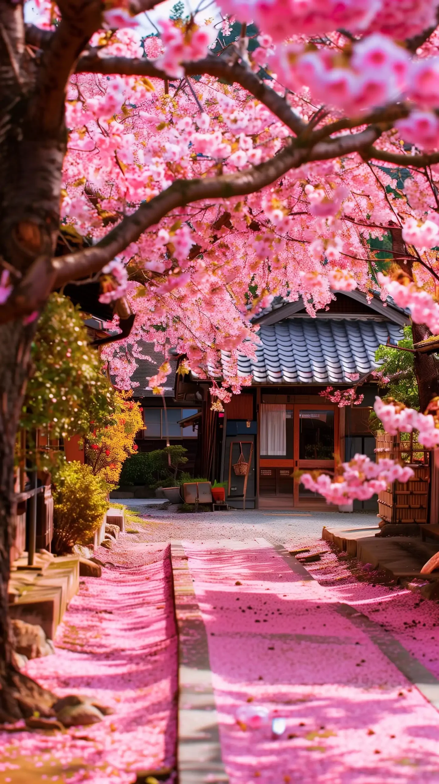 Sakura Road to House Midjourney提示词