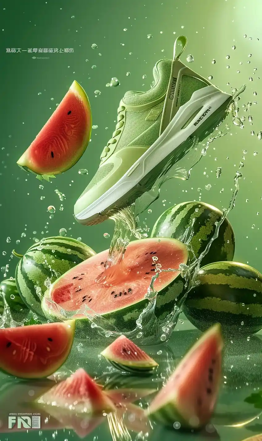 Surreal Watermelon Cascade Midjourney提示词