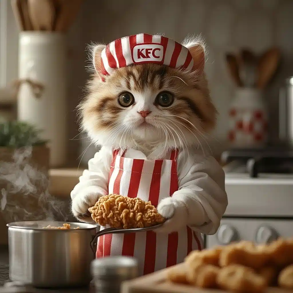 Cat Chef in Kitchen Midjourney提示词