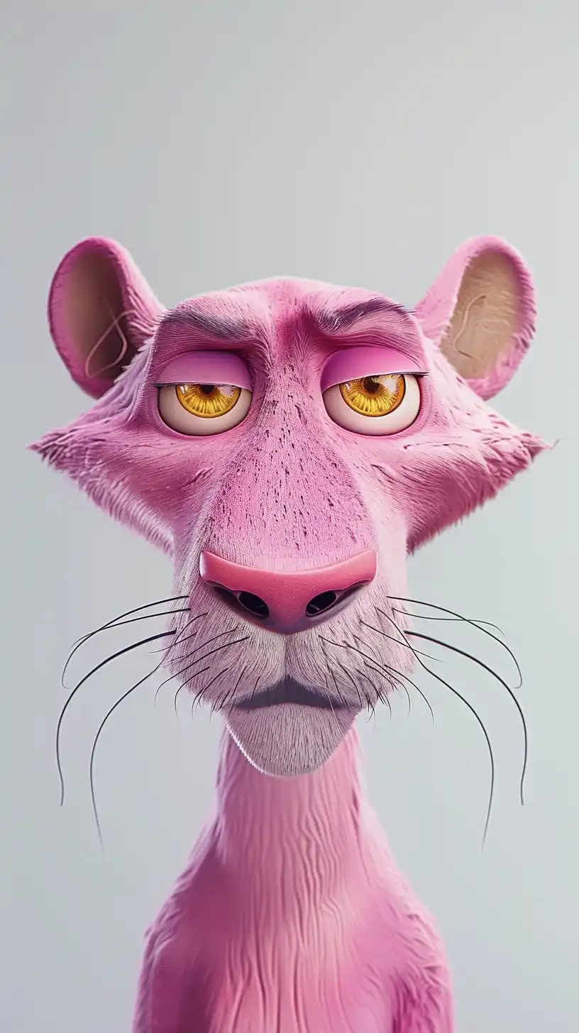 3D Pink Panther Portrait Midjourney提示词