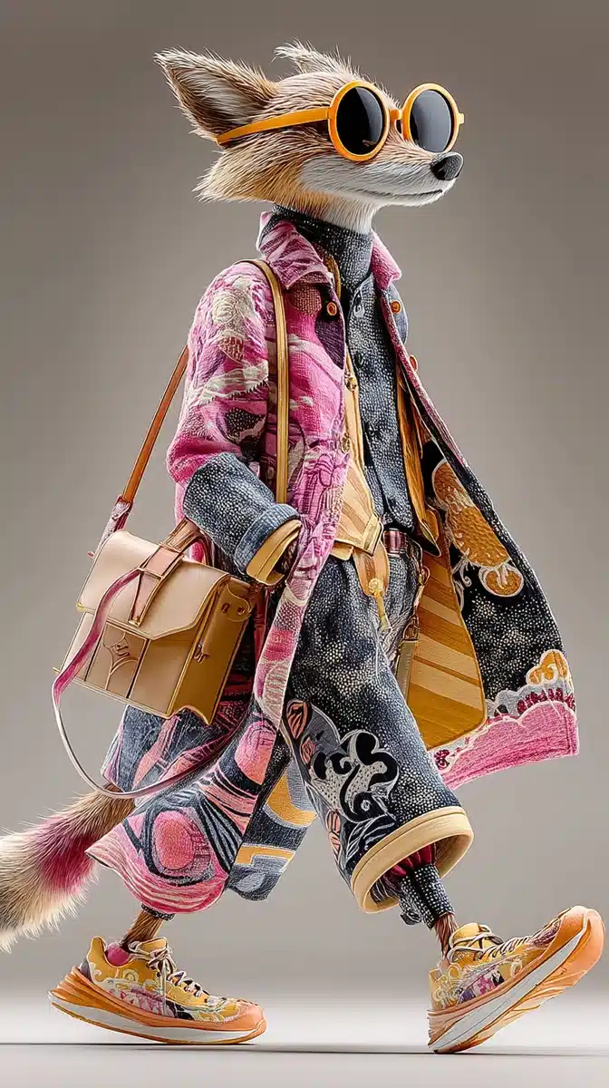 Anthropomorphic Fox on Runway Midjourney提示词