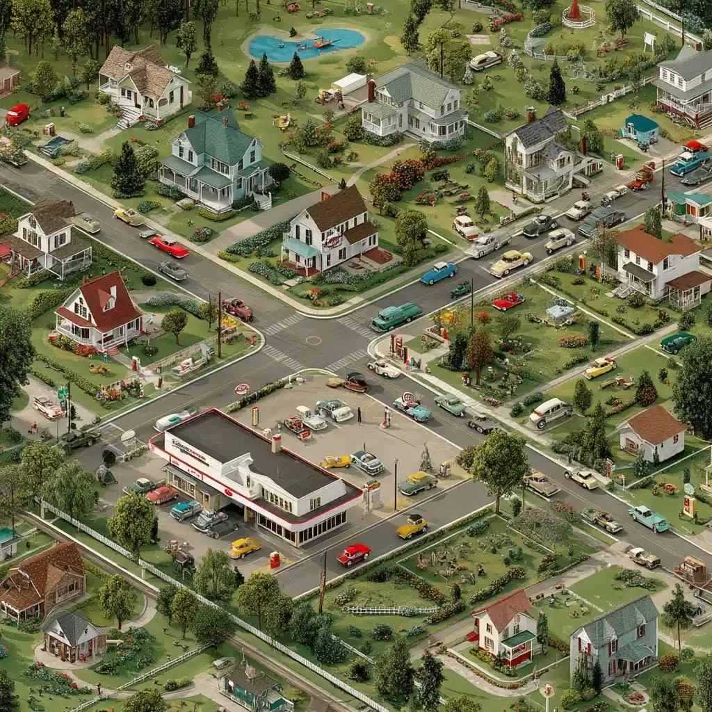 Vintage Americana Suburban Map Midjourney提示词