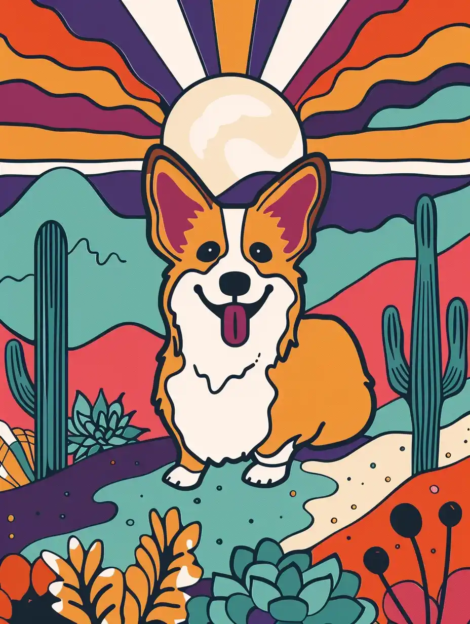 Minimalist Corgi Cosmos Midjourney提示词