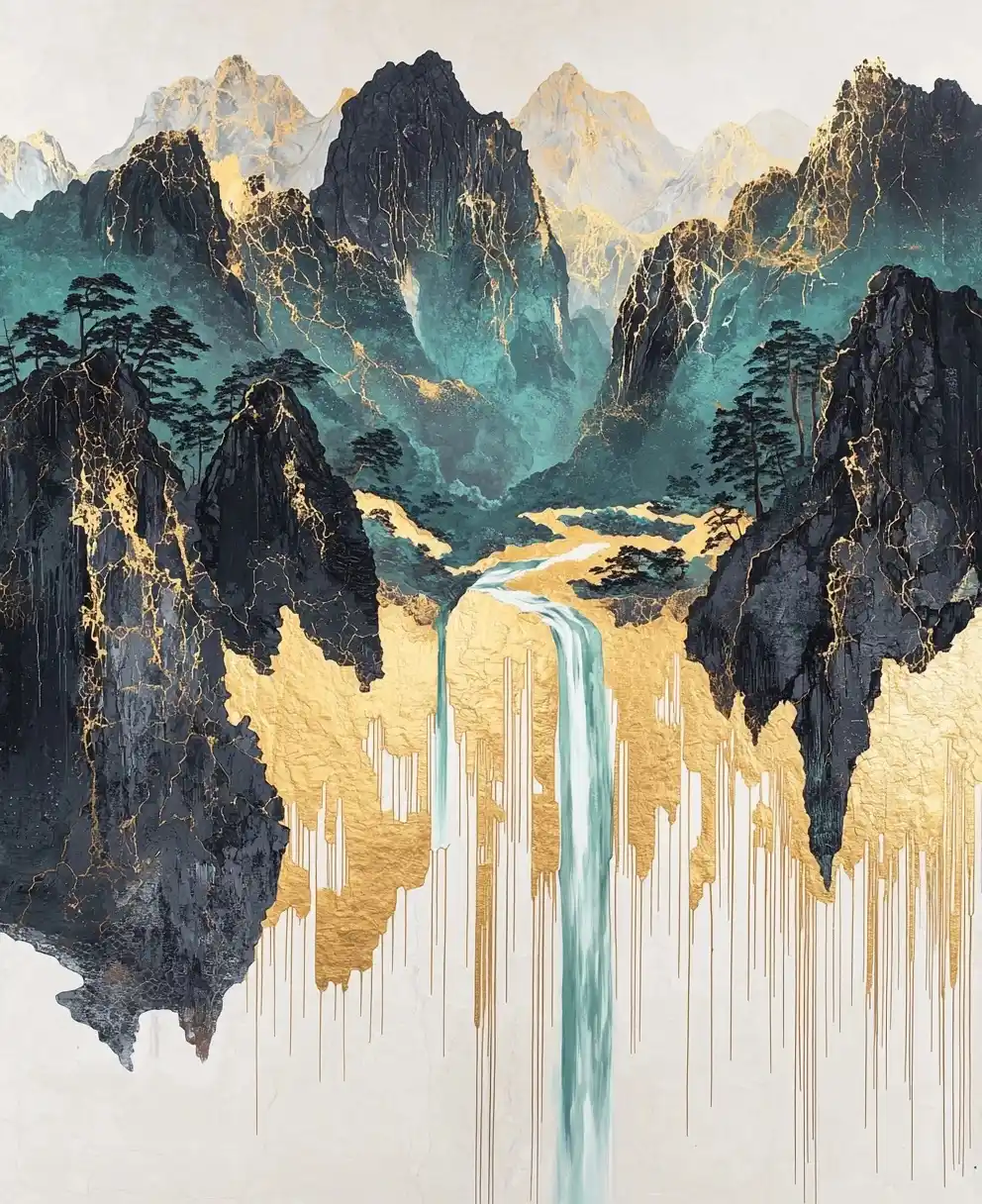 Marble Mountain Relief Artwork Midjourney提示词