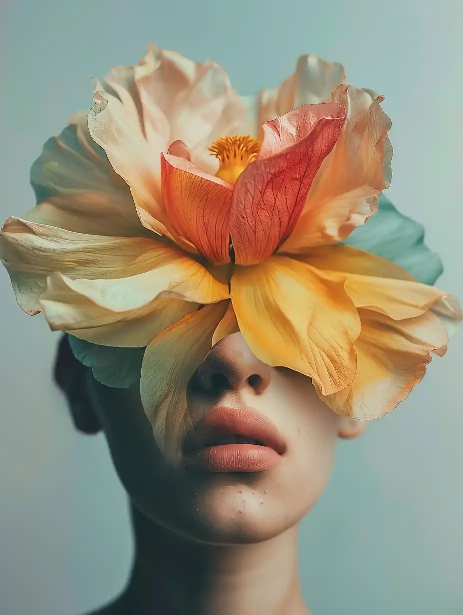 Floral Face Portrait Midjourney提示词