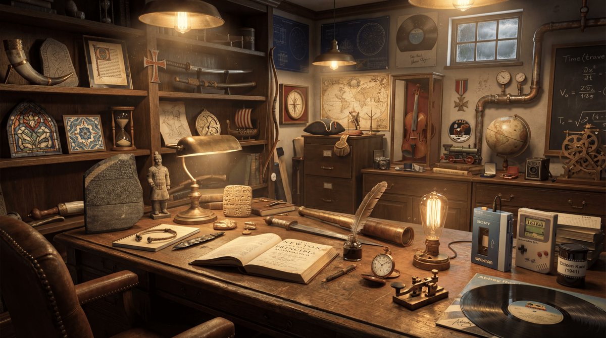 Photorealistic Vintage Study Room: Antique Curiosities Nano Banana提示词