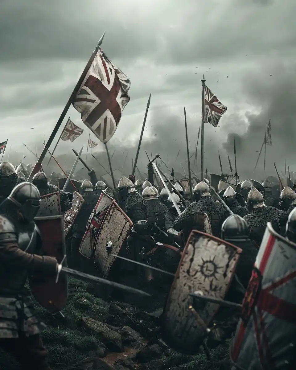 English Crusader Army Battle Midjourney提示词