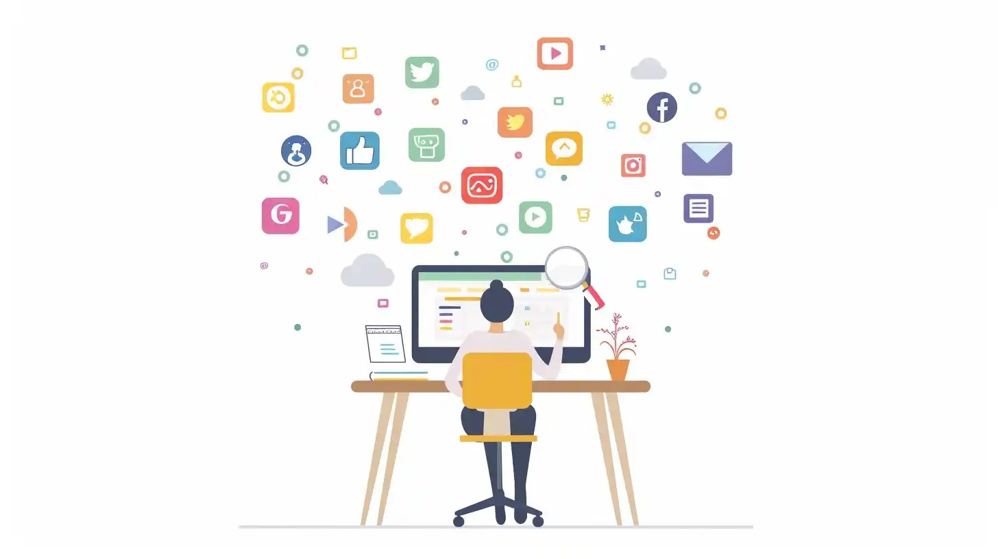 Flat Social Media Analysis Midjourney提示词