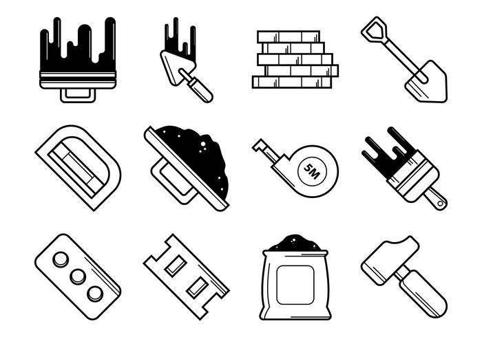 瓦工工具图标矢量