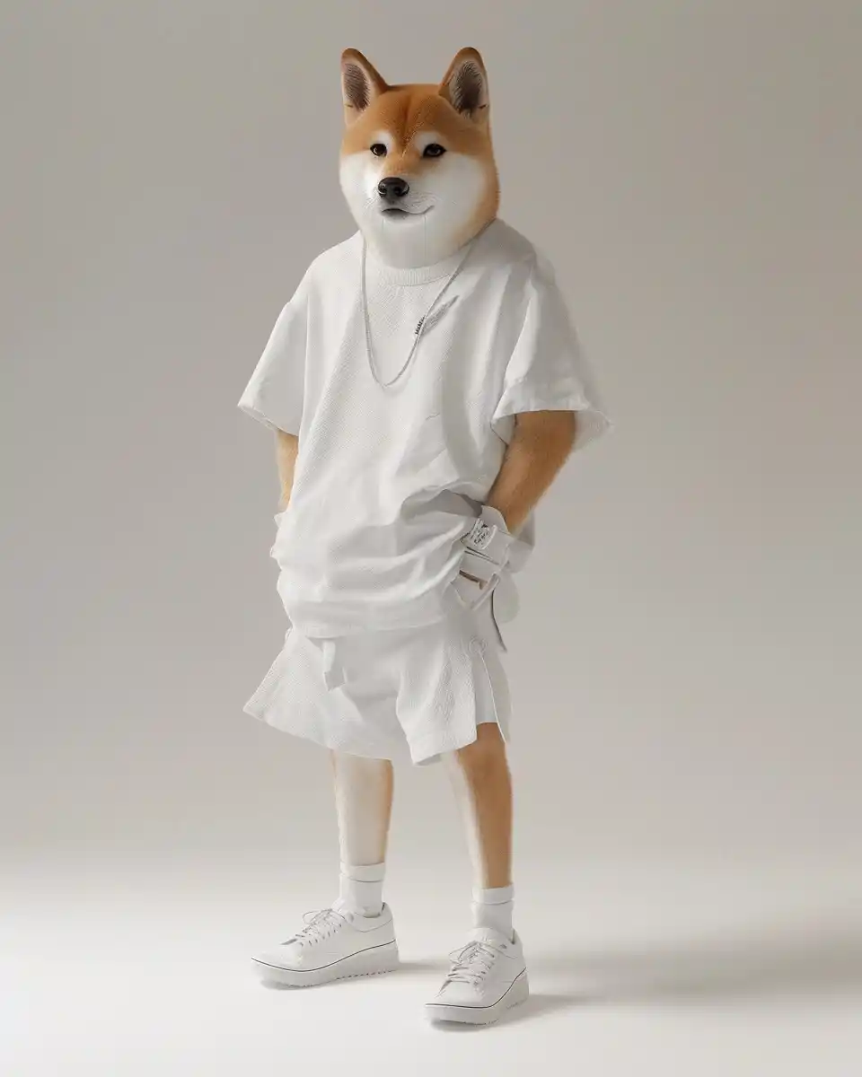 Fashion Model Shiba Inu Midjourney提示词