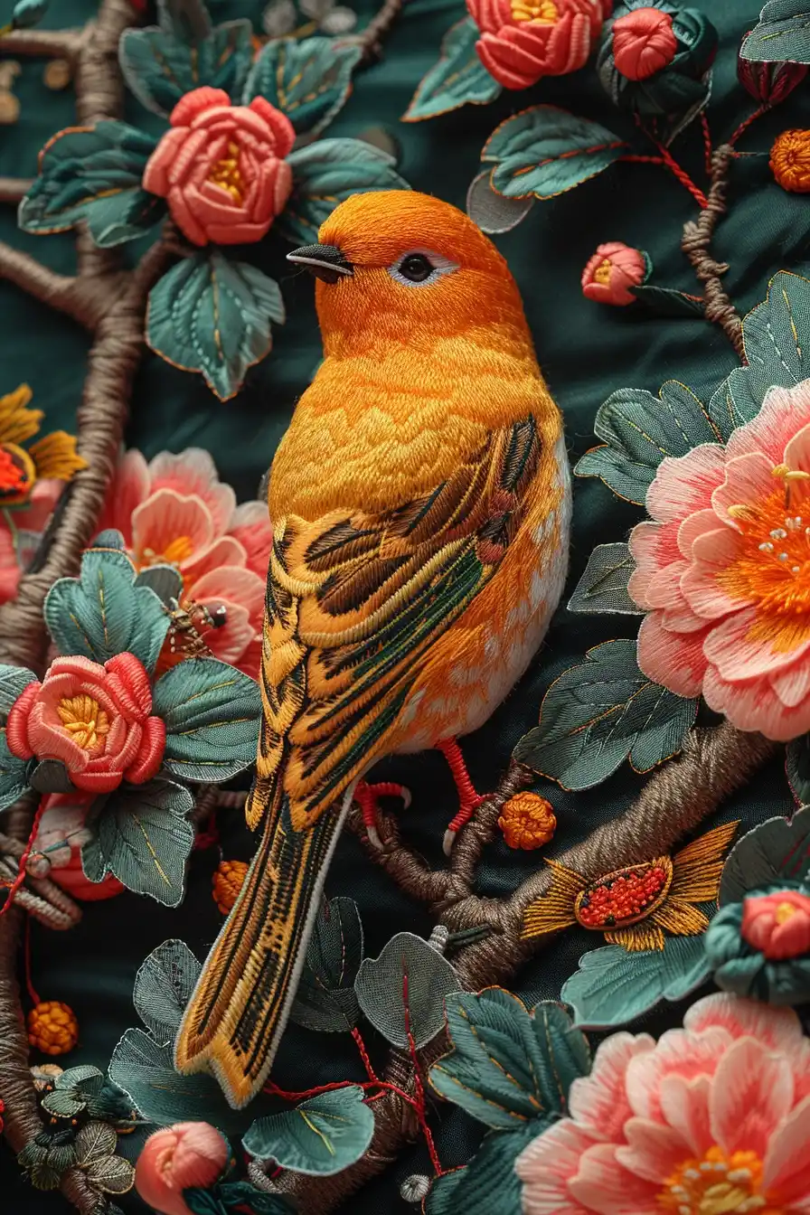 Vibrant Sichuan Embroidery Midjourney提示词
