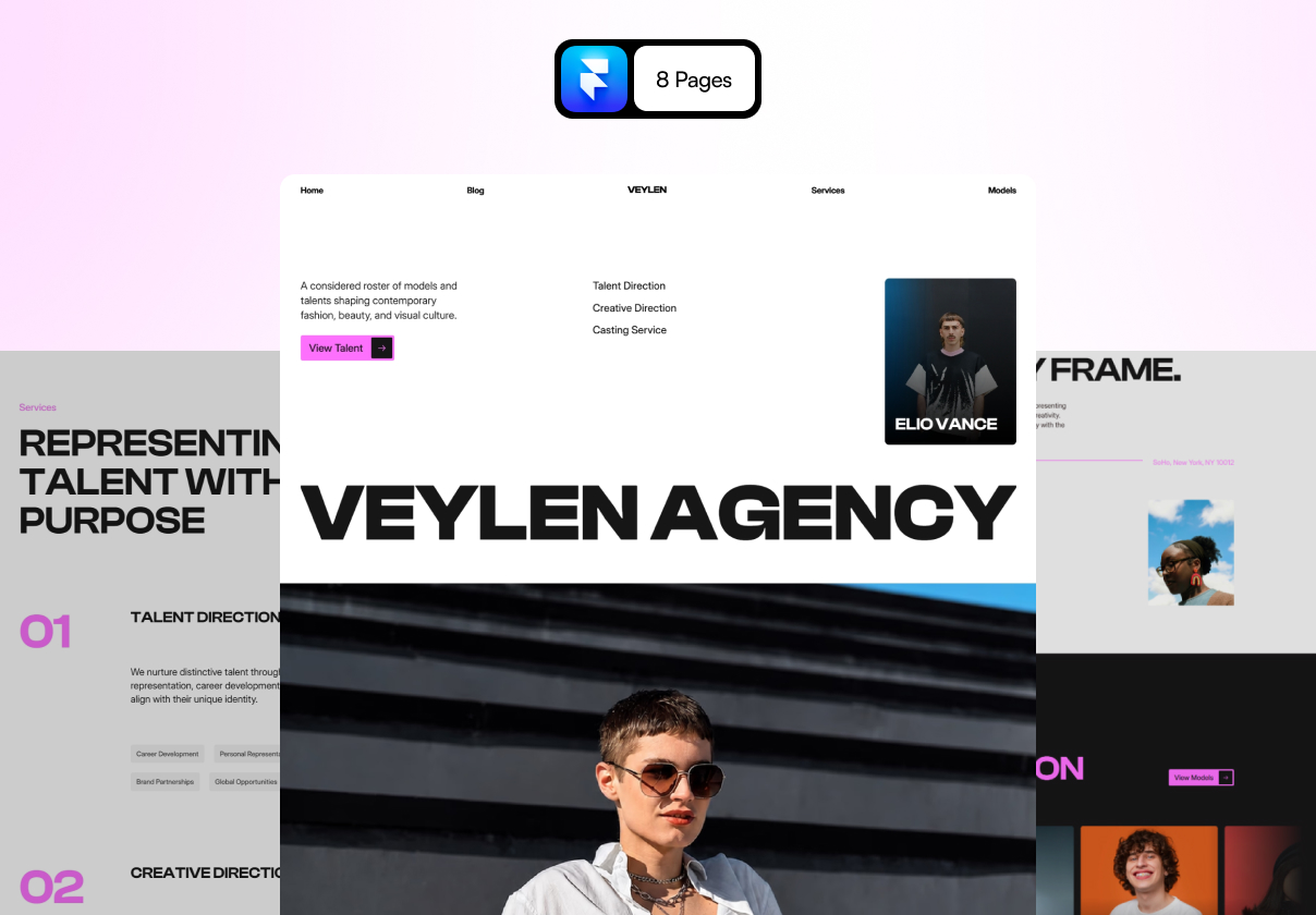 模特经纪公司Framer网站（Veylen），Veylen - Model Talent Agency Framer Website