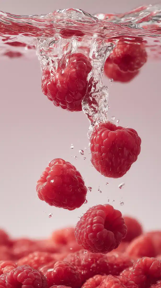 Raspberries with Pink Water Midjourney提示词