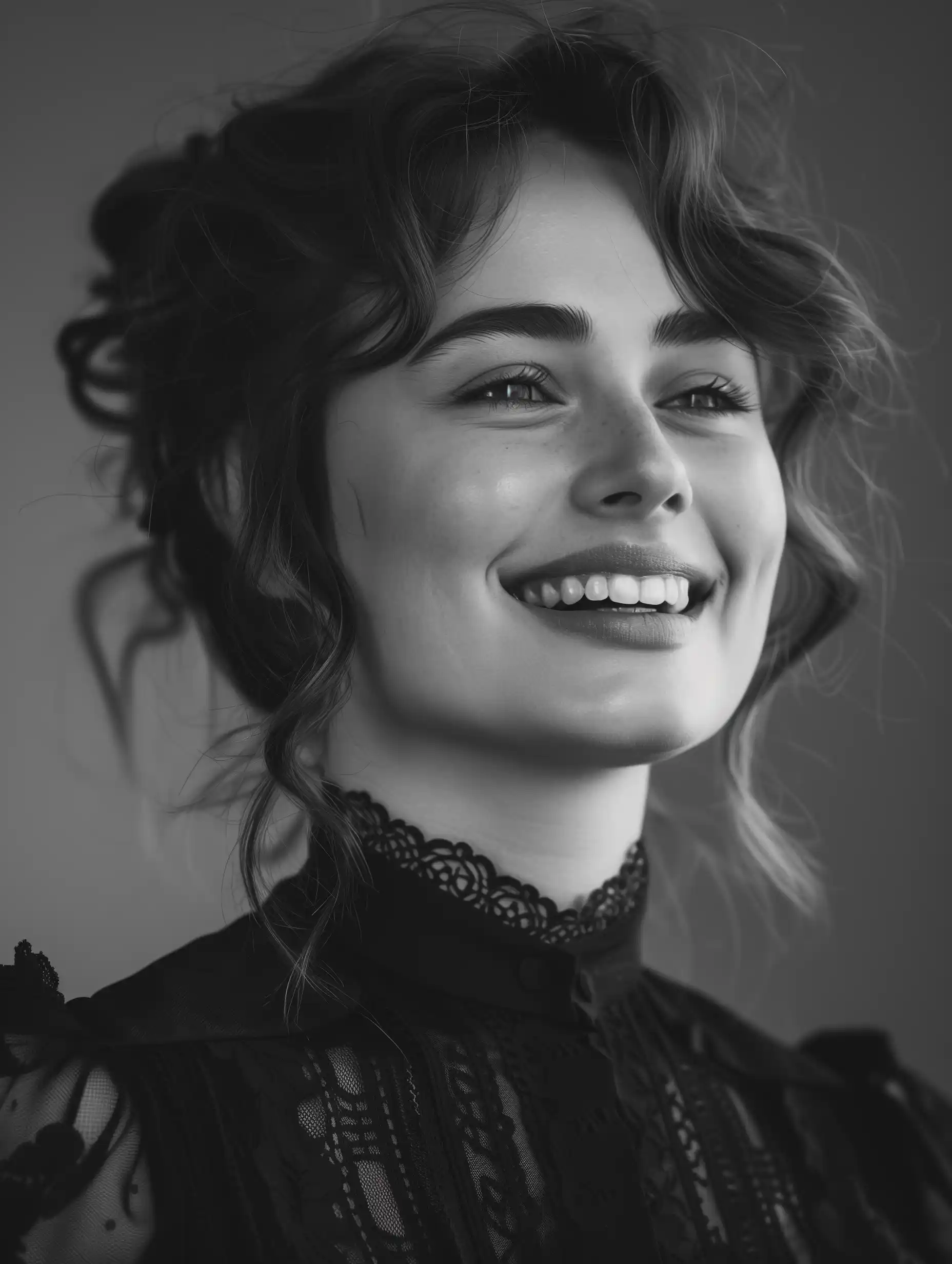 Victorian Woman Portrait BW Midjourney提示词