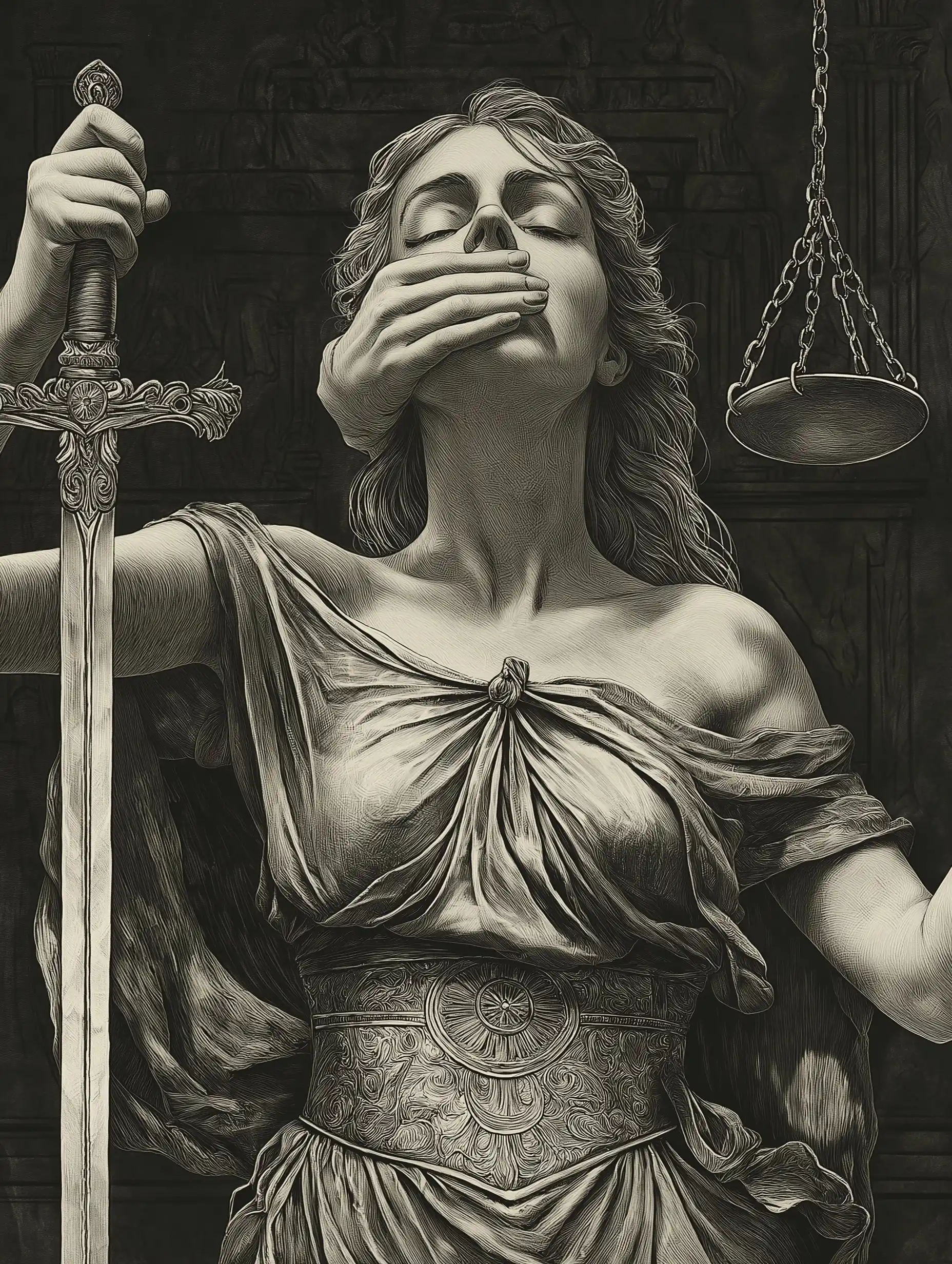 Justice Silenced in Illustration Midjourney提示词