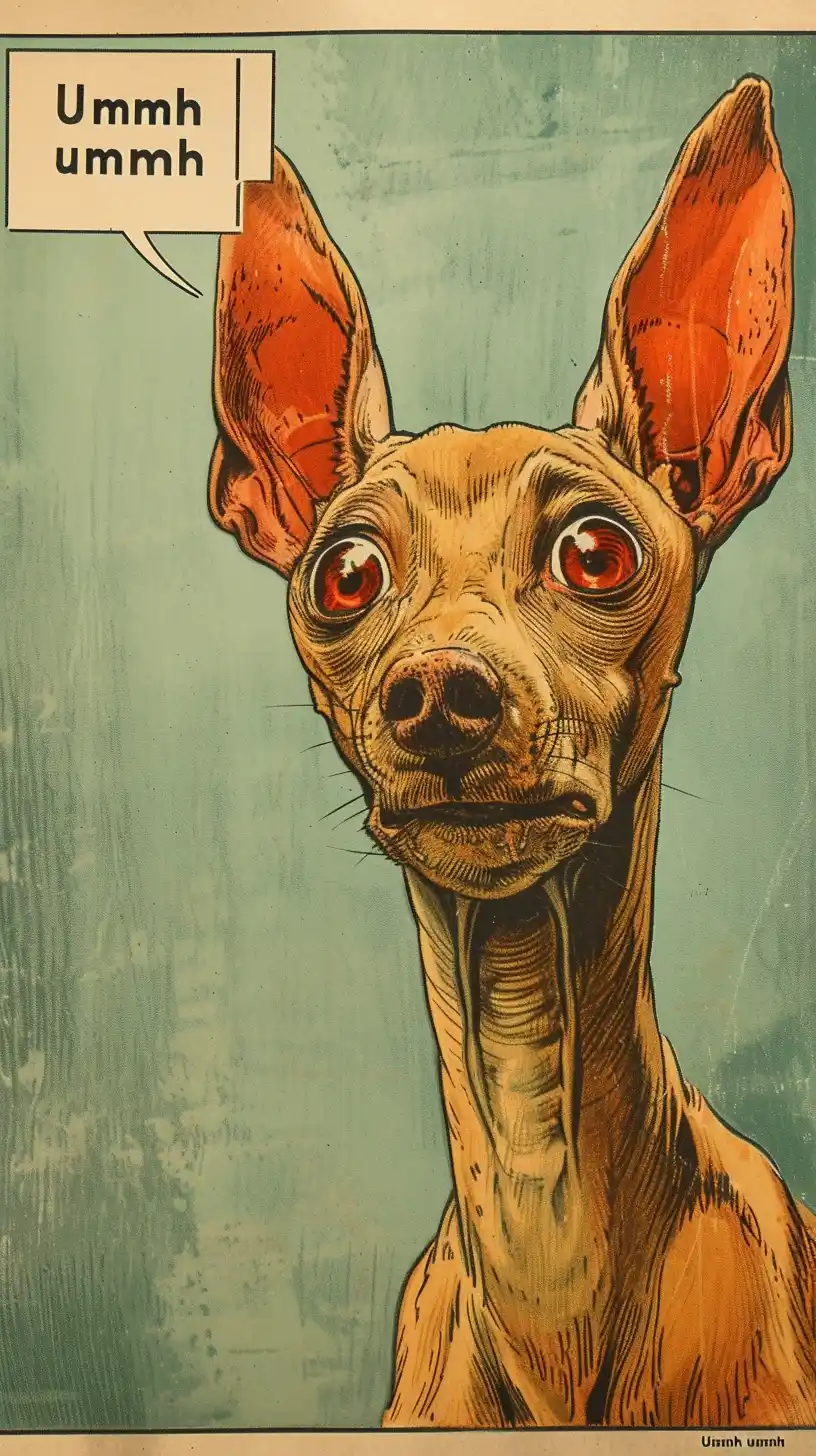 Comic Xoloitzcuintle Barking Midjourney提示词