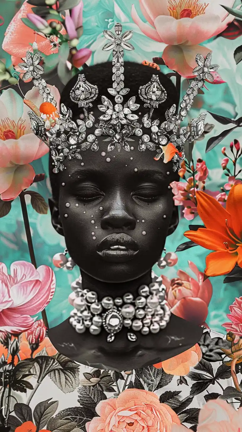 Elegant Floral Crown Portrait Midjourney提示词