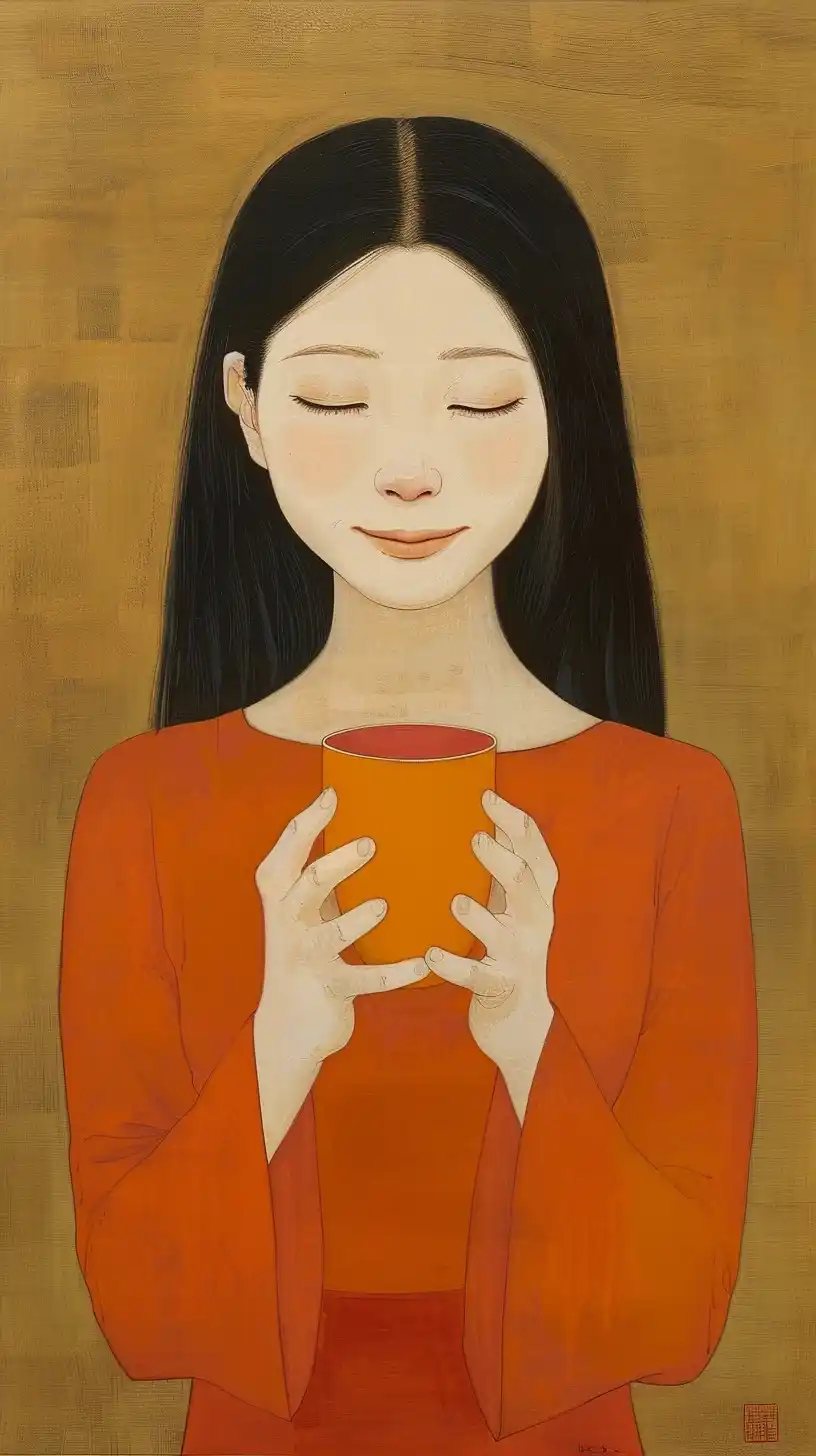 Realism Woman with Drink Midjourney 提示词生成效果