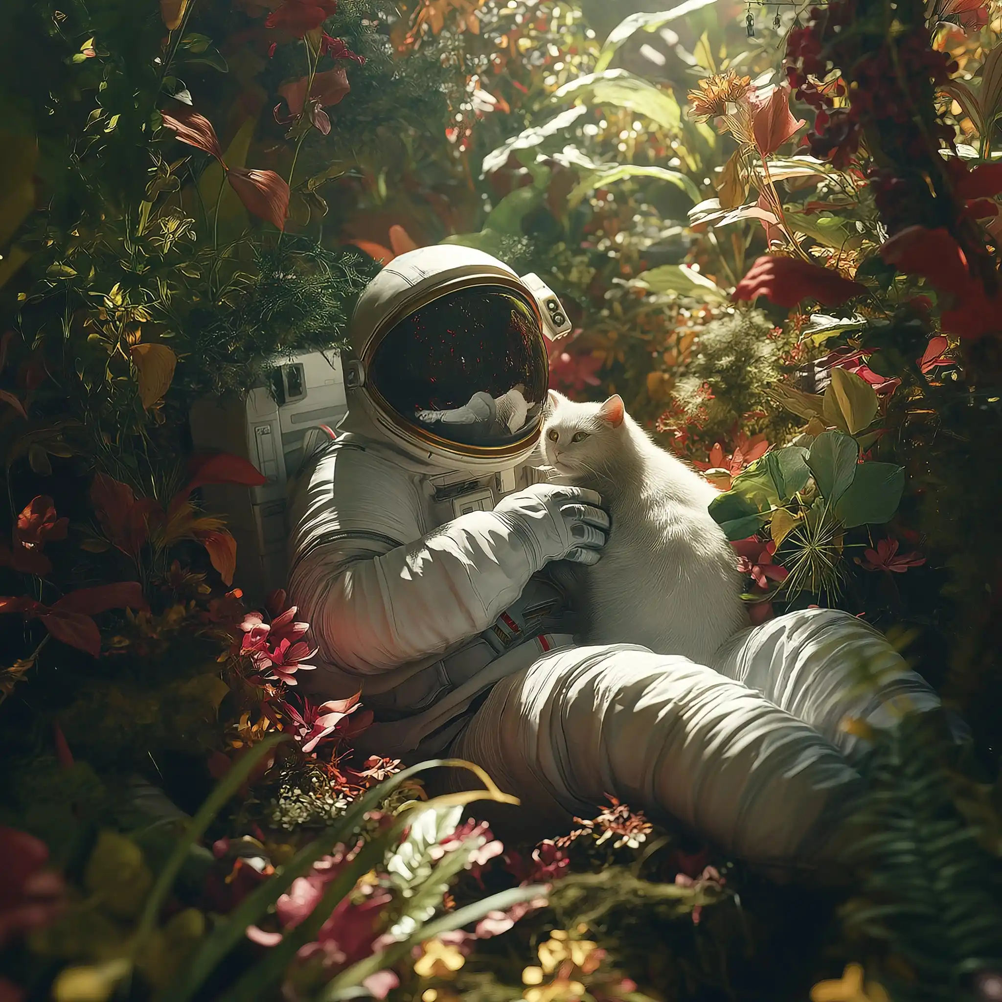 Surreal Astronaut with Cat Midjourney提示词