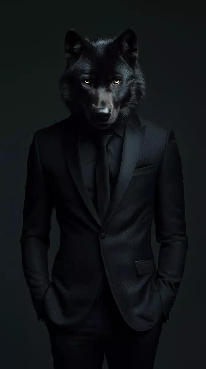 Gucci Wolf in Suit Midjourney提示词