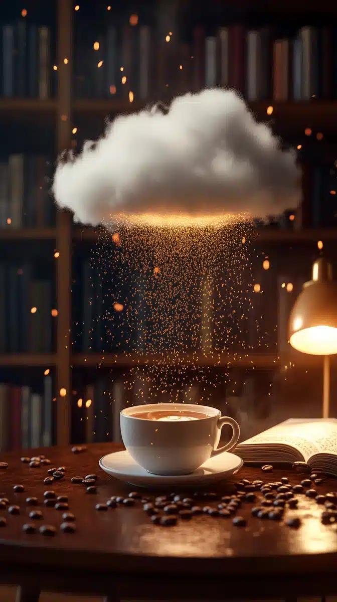 Surreal Coffee Cloud Scene Midjourney提示词