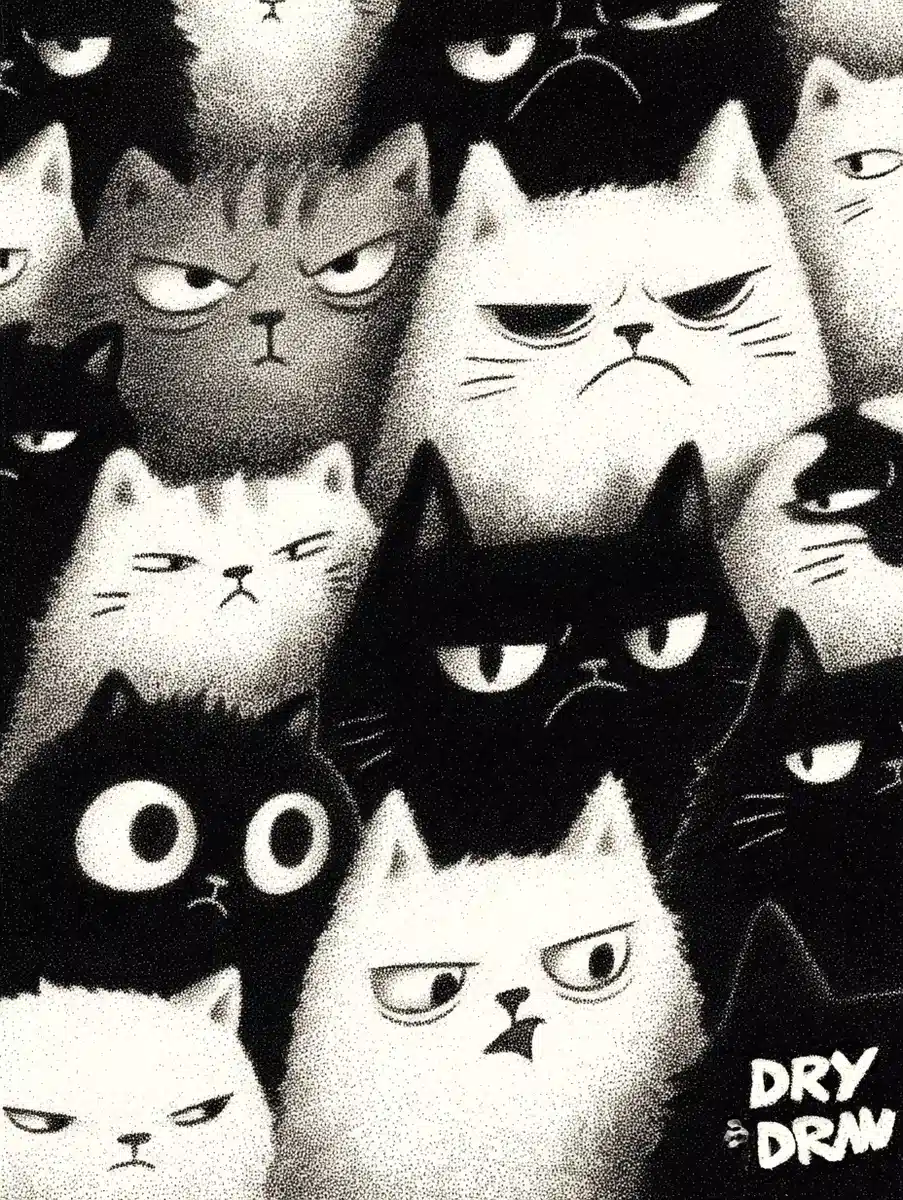 Angry Cats in Hoodies Midjourney提示词