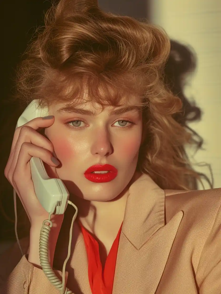 80s Glamour Phone Call Midjourney提示词